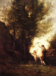 camille corot A Nymph Playing with Cupid(Salon of 1857) Germany oil painting art